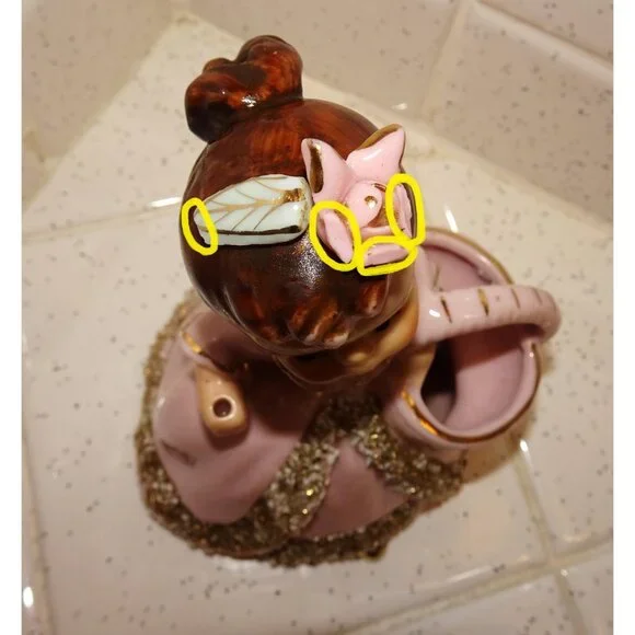 Vintage Ucagco Ceramic Women in Pink Dress w/ Basket Figurine antique lady - Picture 16 of 16